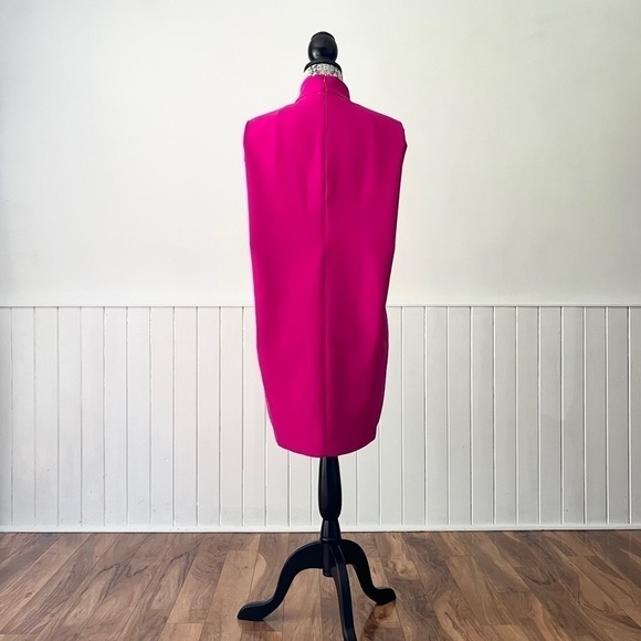 Zara Neon Fuchsia High Collar Shoulder Pads Sleeveless Mini Dress Size S - Picture 9 of 16